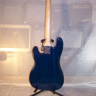 Unbranded "P" Bass Style Guitar, 2000s, Transparent Blue Finish image 5