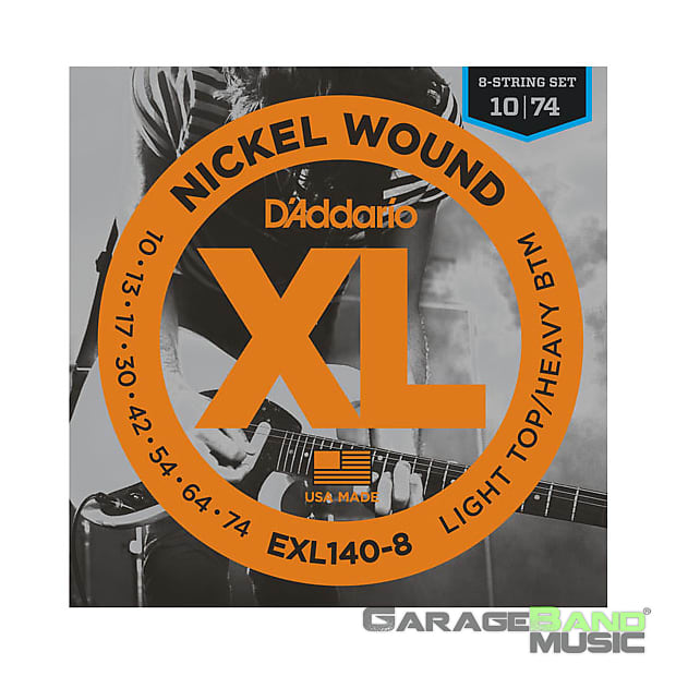 D'Addario EXL140-8 Nickel Wound, 8-String, Light Top/Heavy Bottom, 10-74 image 1