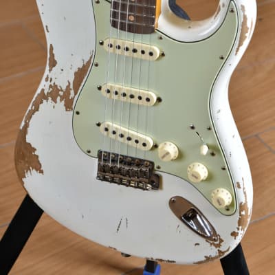 Fender Custom Shop '60 Stratocaster NAMM 2020 Heavy Relic Aged Olympic White image 10