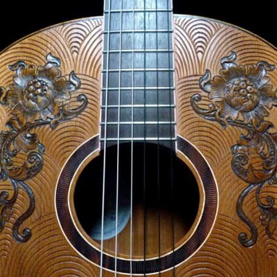 Blueberry Handmade Classical Nylon String Guitar Floral Motif Built to Order image 5