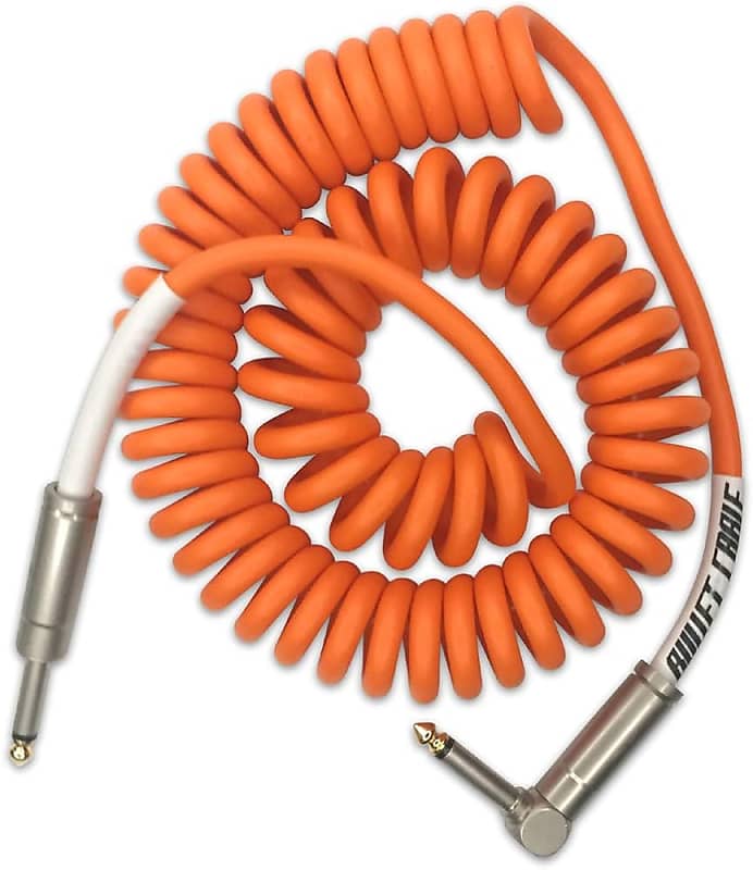 Bullet Cable - 15" Orange Coil Cable - 1 Angled/ 1 Straight image 1