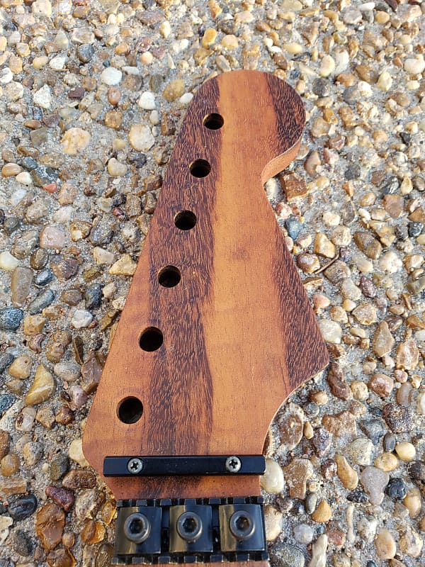 Warmoth Strat Neck, Partly Loaded, Rare Flamed Goncalo Alves, Stainless Frets, Floyd Rose Nut image 1