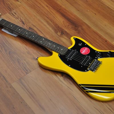 Squier FSR Bullet Competition Mustang HH Yellow w/Black stripes image 3