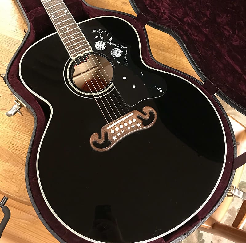 2010 Gibson Custom Shop SJ200 Star Inlays Ebony Reverb