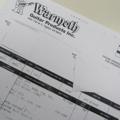 2001 Warmoth T157 Tele Body & Tele Neck With Custom EC Contour Original Boxes & Paperwork image 7