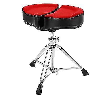 Ahead SPG-R3 Spinal-G Saddle Drum Throne in Red Cloth Top & Black Sides w/ 3 Legged Base image 1