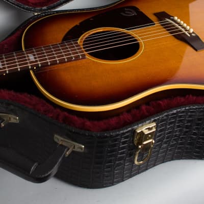 Epiphone  FT-79 Texan Flat Top Acoustic Guitar (1959), ser. #A-2499, black tolex hard shell case. image 12