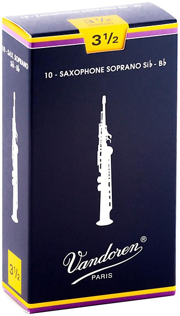 Vandoren SR2035 Traditional Soprano Saxophone Reeds - Strength 3.5 (Box of 10) image 1