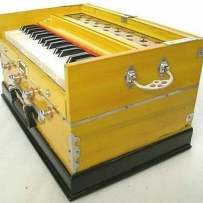 Handmade Harmonium 4 Stopper Double  Professional Musial Instrument High Class Sound 2022 Yellow image 4