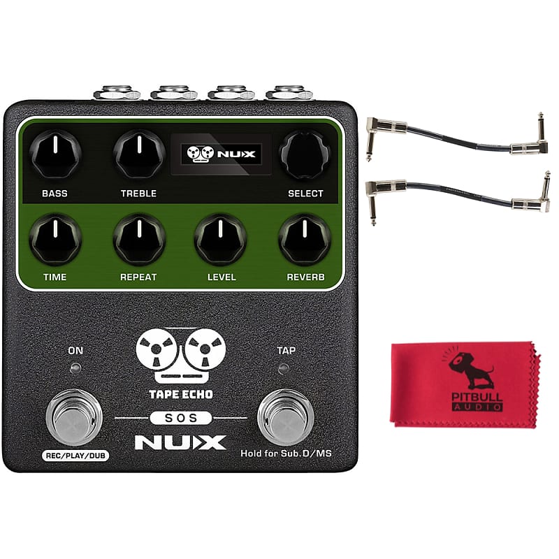 NuX Effects NDD-7 Tape Echo Guitar Effects Pedal w/ Patch Cables