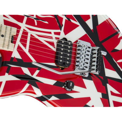 Used EVH Striped Series Left Handed Electric Guitar - Red/Black/White image 7