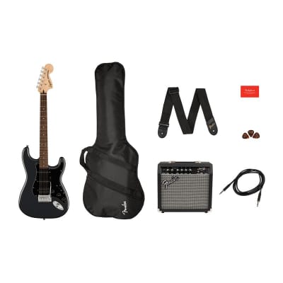 Squier Affinity Series Stratocaster HSS Pack, Laurel Fingerboard, Charcoal Frost Metallic for sale
