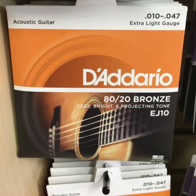 D’Addario EJ10 Extra Light 80/20 Bronze Acoustic Guitar Strings 10-47 image 1