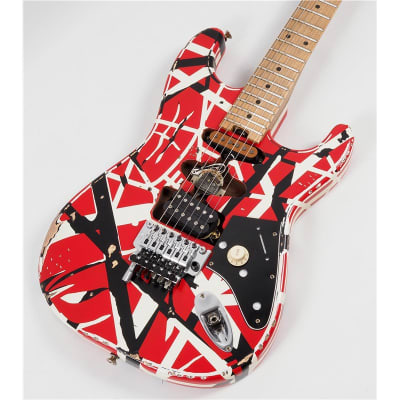 EVH Striped Series Frankie, Maple Fingerboard, Red/White/Black Relic image 4