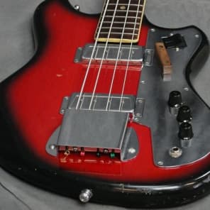 1960s-Jazz-Bass-Guitar-Red-Burst-Made-in-Japan-Teisco? with case image 6
