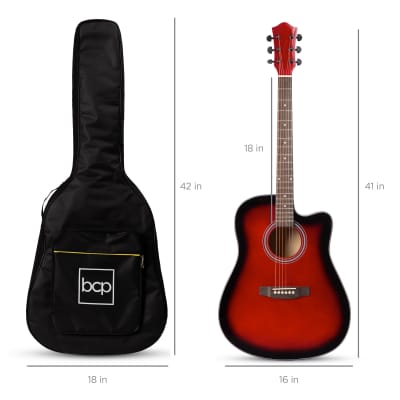 Best Choice Products Full Size Beginner Acoustic Guitar Set with Case, Strap, Capo - 41in-Dark Brown image 7
