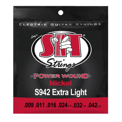 SIT Strings Power Wound Nickel S942 Electric Guitar Strings, Extra Light, 9-42