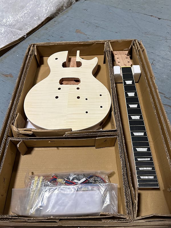 Les Paul DIY Guitar Kit set neck with carved maple top | Reverb