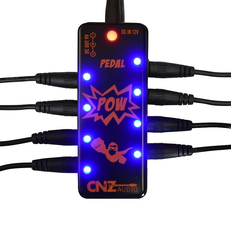 CNZ Audio Pedal POW 8 Output Guitar Effects Power Supply, 9VDC - 2 Amp, 8 Cables & Wall Plug image 1