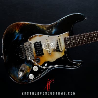 Fender Stratocaster Floyd Rose Black/Blue Heavy Aged Relic by East Gloves Customs[$280 Off for Limited Time Only] image 3