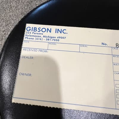 Vintage Gibson Warranty Card 1980s image 2