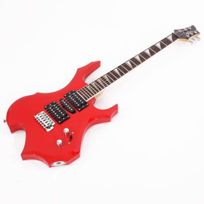 Glarry Flame Electric Guitar HSH Pickup Shaped Electric Guitar Pack Strap Picks Shake Cable Wrench Tool Red image 9