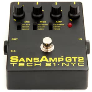 Tech 21 GT2 SansAmp Tube Amp Emulator Multi- effects Pedal with Power Adapter, 2 Patch Cable & Cloth image 4