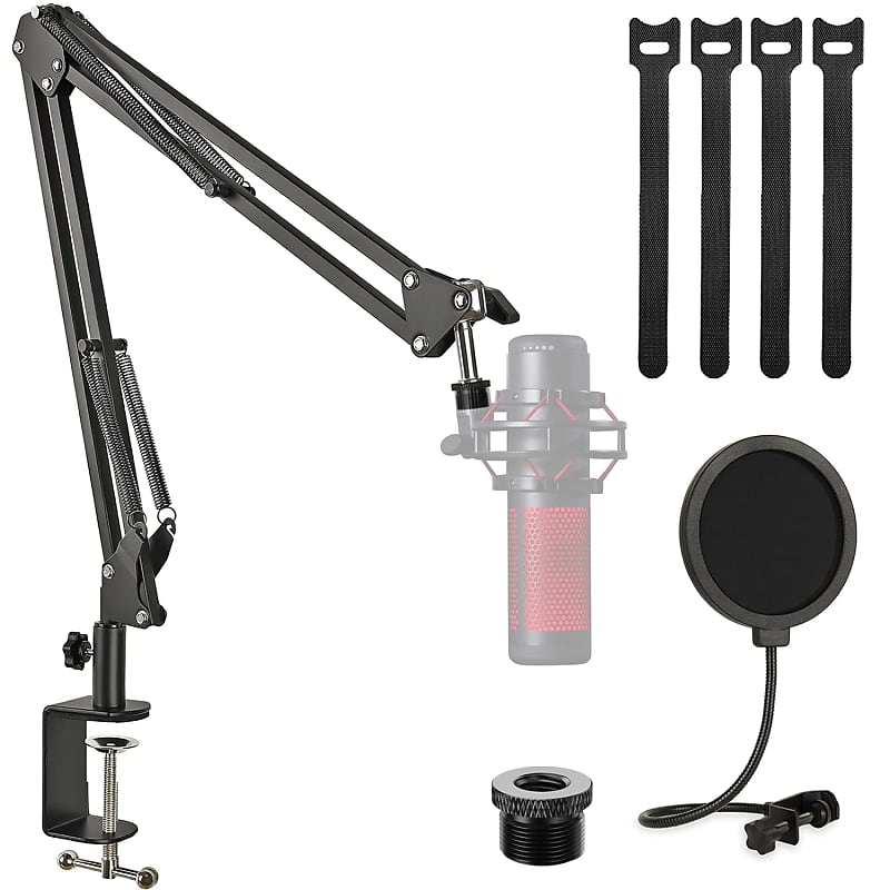 SoloCast Boom arm for HyperX, Microphone Stand for HyperX SoloCast White –  Mic arm Upgrade C Desk Clamp, 2 Cable Ties, Mic Cover Compatible with
