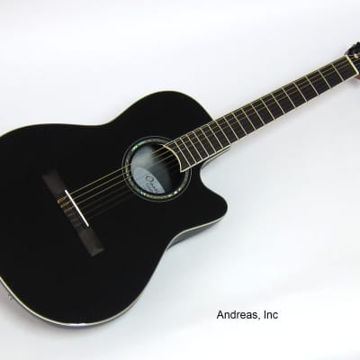 Ovation CS28C-5G Nylon String Classical Black Acoustic Electric Guitar w/  Case
