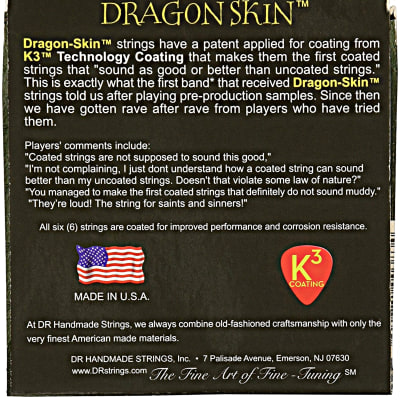 DR Dragon Skin Coated DSA-10 Phosphor Bronze Acoustic Guitar Strings 10-48 image 2