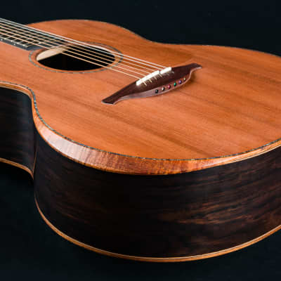 Lowden F-50 African Blackwood and Sinker Redwood with Abalone Top Trim, Inlay Package and Leaf Inlays NEW image 14