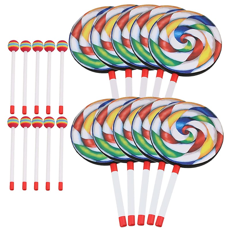 10Pcs Lollipop Shape Drum Hand Drum Musical Sound Tool | Reverb