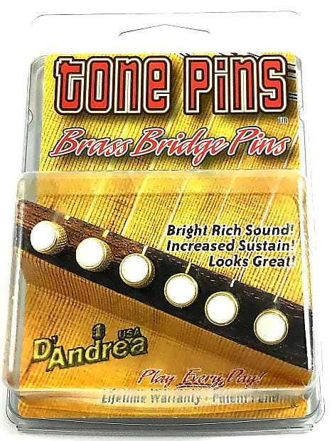 Bridge Pins Tone Pins Brass with Mother of Pearl D'Andrea TP3M image 1