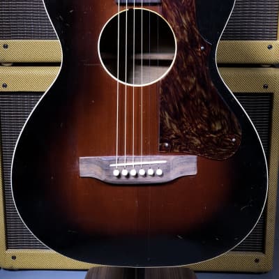 Unbranded Parlor Acoustic Guitar 1940's-1950's Sunburst image 3