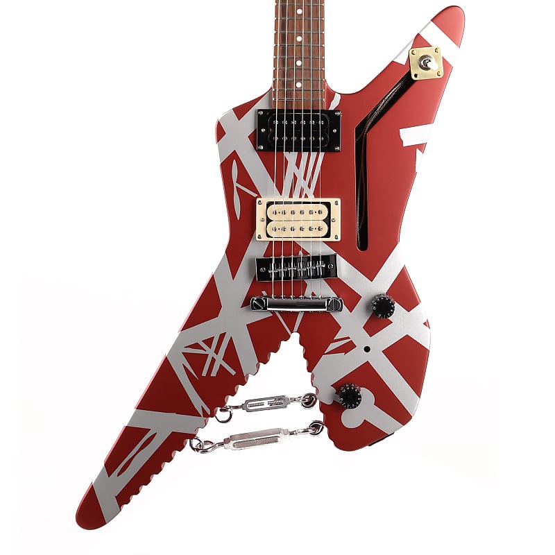 EVH Striped Series Shark Burgundy with Silver Stripes image 1