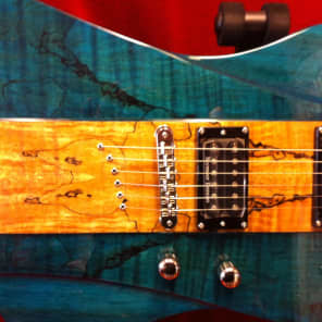 DBZ Hailfire SM 2013 Trans Teal Spalted Maple Electric Guitar Seymour Duncans Case Available image 4