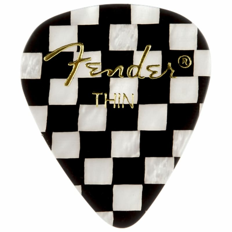 Fender 351 Shape Graphic Celluloid Guitar Picks, Thin, Checkerboard, 12-Pack image 1