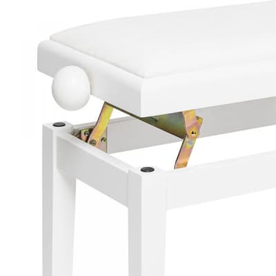 Stagg PB06 Piano Bench White with Adjustable Velvet Seat image 2