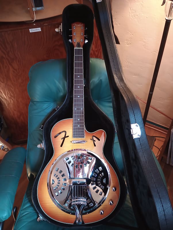 Fender FR50CE Acoustic Electric Resonator Guitar w/ Hard Case Reverb