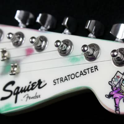 Custom Painted and Upgraded Fender Squier Stratocaster (Aged and Worn) With Graphics and Matching Headstock image 8