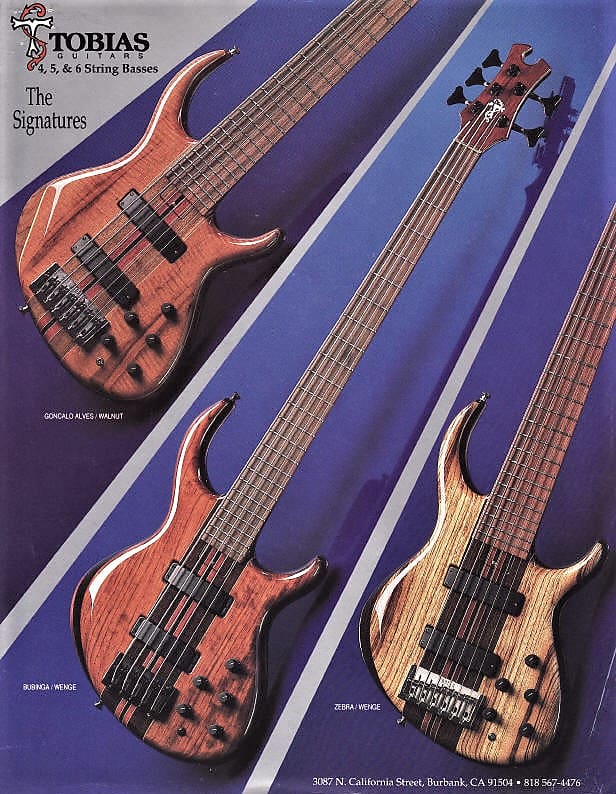 Tobias Signature 5 String Bass. 1990 Catalog Bass. Unique 1