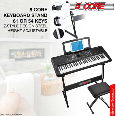5 Core Piano Keyboard Stand 1 Piece for 61 or 54 Keys Black Height Adjustable Z Stand Casio Midi controller Stand  KS Z1 image 13