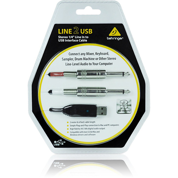 Behringer Line2USB Stereo 1/4" Line to USB Interface Cable image 1