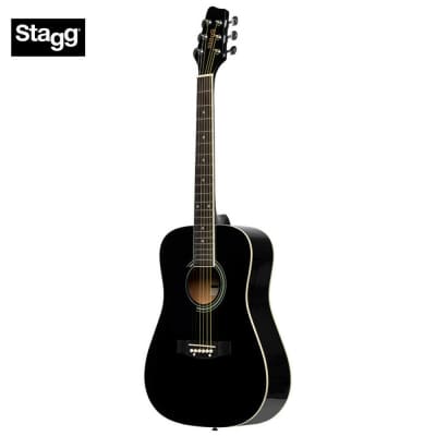 Stagg SA20D 3/4 LH-BK Dreadnought 3/4 Size Basswood Top Nato Neck 6-String Acoustic Guitar image 1
