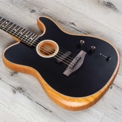 Fender American Acoustasonic Telecaster Guitar, Ebony Fingerboard, Black image 1