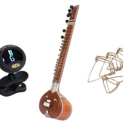 Includes: Authentic Full Size Single Toomba Standard Sitar, Case Cd Or Book + Snark Clip-On Tuner + Large Mizrab image 1