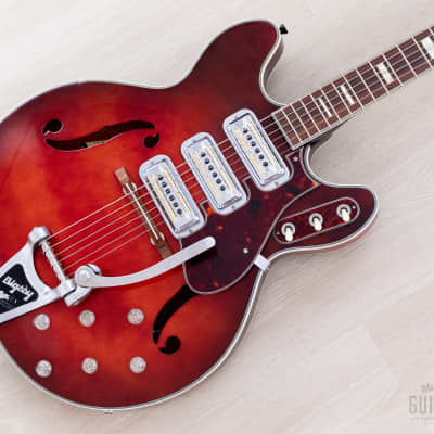 1965 Harmony H78 Vintage Guitar Red Sunburst Near-Mint w/ DeArmond Gold Foils, Bigsby & Case