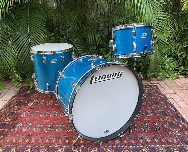 1971 Ludwig 24/16/13 blue sparkle vintage drums Reverb