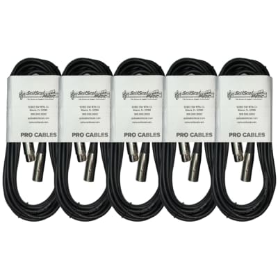 Scitscat Music XLR Male to XLR Female Microphone Cable - 20 Ft Cable (Black) - 5-Pack image 1