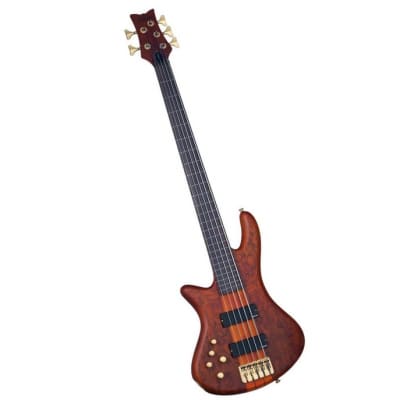 Schecter Stiletto Studio-5 FL Active Fretless 5-String Bass Left-Handed, Honey Satin, Mint for sale